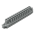 Gniazdo THT, konstrukcja prosta, raster 5 mm, 14-biegunowe kołnierz mocujący, pin lutowniczy 0,6 x 1,0 mm, szary