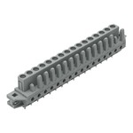 Gniazdo THT, konstrukcja prosta, raster 5 mm, 16-biegunowe kołnierz mocujący, pin lutowniczy 0,6 x 1,0 mm, szary
