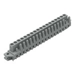 Gniazdo THT, konstrukcja prosta, raster 5 mm, 18-biegunowe kołnierz mocujący, pin lutowniczy 0,6 x 1,0 mm, szary