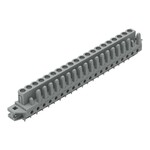 Gniazdo THT, konstrukcja prosta, raster 5 mm, 20-biegunowe kołnierz mocujący, pin lutowniczy 0,6 x 1,0 mm, szary