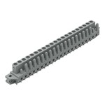 Gniazdo THT, konstrukcja prosta, raster 5 mm, 21-biegunowe kołnierz mocujący, pin lutowniczy 0,6 x 1,0 mm, szary