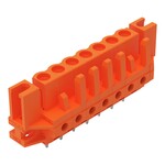 Gniazdo THT, konstrukcja prosta, raster 5,08 mm, 7-biegunowe dystansowy uchwyt montażowy, pin lutowniczy 0,6 x 1,0 mm, pomarańczowy