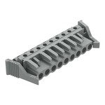 Gniazdo THT, konstrukcja kątowa, raster 5 mm, 9-biegunowe zaczep ryglujący, pin lutowniczy 0,6 x 1,0 mm, szary