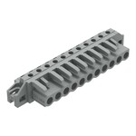Gniazdo THT, konstrukcja kątowa, raster 5 mm, 11-biegunowe kołnierz mocujący, pin lutowniczy 0,6 x 1,0 mm, szary
