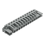 Gniazdo THT, konstrukcja kątowa, raster 5 mm, 12-biegunowe dystansowy uchwyt montażowy, pin lutowniczy 0,6 x 1,0 mm, szary