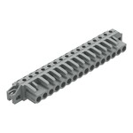 Gniazdo THT, konstrukcja kątowa, raster 5 mm, 16-biegunowe kołnierz mocujący, pin lutowniczy 0,6 x 1,0 mm, szary