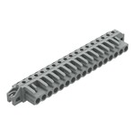 Gniazdo THT, konstrukcja kątowa, raster 5 mm, 17-biegunowe kołnierz mocujący, pin lutowniczy 0,6 x 1,0 mm, szary