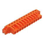 Gniazdo THT, konstrukcja kątowa, raster 5,08 mm, 12-biegunowe kołnierz mocujący, pin lutowniczy 0,6 x 1,0 mm, pomarańczowy