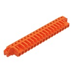 Gniazdo THT, konstrukcja kątowa, raster 5,08 mm, 18-biegunowe kołnierz mocujący, pin lutowniczy 0,6 x 1,0 mm, pomarańczowy