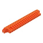 Gniazdo THT, konstrukcja kątowa, raster 5,08 mm, 20-biegunowe kołnierz mocujący, pin lutowniczy 0,6 x 1,0 mm, pomarańczowy
