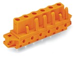 Gniazdo THT, konstrukcja prosta, raster 7,62 mm, 3-biegunowe kołnierz mocujący, pin lutowniczy 0,6 x 1,0 mm, pomarańczowy