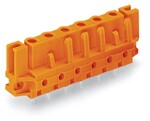 Gniazdo THT, konstrukcja prosta, raster 7,62 mm, 4-biegunowe dystansowy uchwyt montażowy, pin lutowniczy 0,6 x 1,0 mm, pomarańczowy