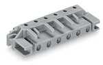 Gniazdo THT, konstrukcja kątowa, raster 7,5 mm, 6-biegunowe dystansowy uchwyt montażowy, pin lutowniczy 0,6 x 1,0 mm, szary