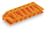 Gniazdo THT, konstrukcja kątowa, raster 7,62 mm, 6-biegunowe dystansowy uchwyt montażowy, pin lutowniczy 0,6 x 1,0 mm, pomarańczowy