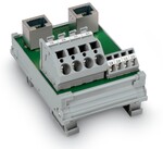 Moduł przejściowy, 2xRJ-45, złączki i złącza do PCB, 2-rzędowe, w podstawce montażowej