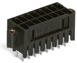 Wtyk THR 2-rzędowy, pin lutowniczy 0,8 x 0,8 mm, konstrukcja prosta, 100% ochrona przed błędnym połączeniem, gwintowy uchwyt montażowy, raster 3,5 mm, 16-biegunowe czarny