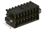 Wtyk THR 2-rzędowy, pin lutowniczy 0,8 x 0,8 mm, konstrukcja kątowa, 100% ochrona przed błędnym połączeniem, gwintowy uchwyt montażowy, raster 3,5 mm, 22-biegunowe czarny