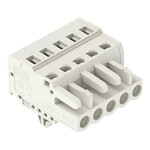Gniazdo 1-przewodowe, CAGE CLAMP®, 2,5 mm2, raster 5 mm, 5-biegunowe 100% ochrona przed błędnym połączeniem, stopki zatrzaskowe, 2,50 mm2, jasnoszary