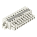 Gniazdo 1-przewodowe, CAGE CLAMP®, 2,5 mm2, raster 5 mm, 10-biegunowe 100% ochrona przed błędnym połączeniem, kołnierz mocujący, 2,50 mm2, jasnoszary