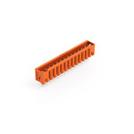 Wtyk THT, pin lutowniczy 1,0 x 1,0 mm, konstrukcja prosta, 100% ochrona przed błędnym połączeniem, raster 3,81 mm, 14-biegunowe pomarańczowy