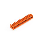 Wtyk THT, pin lutowniczy 1,0 x 1,0 mm, konstrukcja kątowa, 100% ochrona przed błędnym połączeniem, raster 3,81 mm, 16-biegunowe pomarańczowy