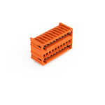 Wtyk THT 2-piętrowy, pin lutowniczy 1,0 x 1,0 mm, konstrukcja kątowa, 100% ochrona przed błędnym połączeniem, raster 3,81 mm, 20-biegunowe pomarańczowy