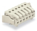 Gniazdo THT, konstrukcja kątowa, raster 3,5 mm, 5-biegunowe 100% ochrona przed błędnym połączeniem, zaczep ryglujący, pin lutowniczy 0,9 x 0,9 mm, jasnoszary