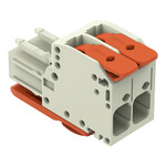Gniazdo 1-przewodowe, dźwignia, Push-in CAGE CLAMP®, 10 mm2, raster 7,62 mm, 2-biegunowe 100% ochrona przed błędnym połączeniem, środkowy zaczep ryglujący, 10,00 mm2, jasnoszary