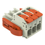 Gniazdo 1-przewodowe, dźwignia, Push-in CAGE CLAMP®, 10 mm2, raster 7,62 mm, 3-biegunowe 100% ochrona przed błędnym połączeniem, boczne zaczepy ryglujące, 10,00 mm2, jasnoszary
