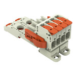 Gniazdo 1-przewodowe, dźwignia, Push-in CAGE CLAMP®, 10 mm2, raster 7,62 mm, 4-biegunowe 100% ochrona przed błędnym połączeniem, boczne zaczepy ryglujące, TS 35/montaż na płycie, 10,00 mm2, jasnoszary