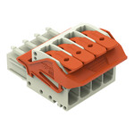 Gniazdo 1-przewodowe, dźwignia, Push-in CAGE CLAMP®, 10 mm2, raster 7,62 mm, 4-biegunowe 100% ochrona przed błędnym połączeniem, środkowy zaczep ryglujący, 10,00 mm2, jasnoszary