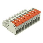 Gniazdo 1-przewodowe, dźwignia, Push-in CAGE CLAMP®, 10 mm2, raster 7,62 mm, 9-biegunowe 100% ochrona przed błędnym połączeniem, środkowy zaczep ryglujący, 10,00 mm2, jasnoszary