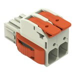 Gniazdo 1-przewodowe, dźwignia, Push-in CAGE CLAMP®, 16 mm2, raster 10,16 mm, 2-biegunowe 100% ochrona przed błędnym połączeniem, boczne zaczepy ryglujące, zestyki posrebrzane, 16,00 mm2, jasnoszary