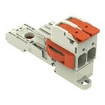 Gniazdo 1-przewodowe, dźwignia, Push-in CAGE CLAMP®, 16 mm2, raster 10,16 mm, 2-biegunowe 100% ochrona przed błędnym połączeniem, boczne zaczepy ryglujące, TS 35/montaż na płycie, zestyki posrebrzane, 16,00 mm2, jasnoszary