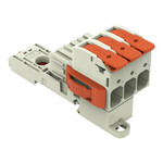 Gniazdo 1-przewodowe, dźwignia, Push-in CAGE CLAMP®, 16 mm2, raster 10,16 mm, 3-biegunowe 100% ochrona przed błędnym połączeniem, boczne zaczepy ryglujące, TS 35/montaż na płycie, zestyki posrebrzane, 16,00 mm2, jasnoszary