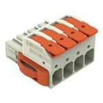 Gniazdo 1-przewodowe, dźwignia, Push-in CAGE CLAMP®, 16 mm2, raster 10,16 mm, 4-biegunowe 100% ochrona przed błędnym połączeniem, boczne zaczepy ryglujące, zestyki posrebrzane, 16,00 mm2, jasnoszary