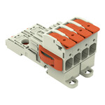 Gniazdo 1-przewodowe, dźwignia, Push-in CAGE CLAMP®, 16 mm2, raster 10,16 mm, 4-biegunowe 100% ochrona przed błędnym połączeniem, boczne zaczepy ryglujące, TS 35/montaż na płycie, zestyki posrebrzane, 16,00 mm2, jasnoszary