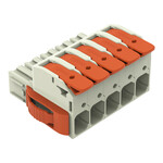 Gniazdo 1-przewodowe, dźwignia, Push-in CAGE CLAMP®, 16 mm2, raster 10,16 mm, 5-biegunowe 100% ochrona przed błędnym połączeniem, boczne zaczepy ryglujące, zestyki posrebrzane, 16,00 mm2, jasnoszary