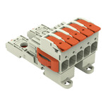 Gniazdo 1-przewodowe, dźwignia, Push-in CAGE CLAMP®, 16 mm2, raster 10,16 mm, 5-biegunowe 100% ochrona przed błędnym połączeniem, boczne zaczepy ryglujące, TS 35/montaż na płycie, zestyki posrebrzane, 16,00 mm2, jasnoszary