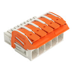 Gniazdo 1-przewodowe, dźwignia, Push-in CAGE CLAMP®, 16 mm2, raster 10,16 mm, 5-biegunowe 100% ochrona przed błędnym połączeniem, środkowy zaczep ryglujący, zestyki posrebrzane, 16,00 mm2, jasnoszary