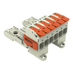 Gniazdo 1-przewodowe, dźwignia, Push-in CAGE CLAMP®, 16 mm2, raster 10,16 mm, 6-biegunowe 100% ochrona przed błędnym połączeniem, boczne zaczepy ryglujące, TS 35/montaż na płycie, zestyki posrebrzane, 16,00 mm2, jasnoszary