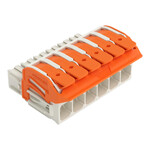 Gniazdo 1-przewodowe, dźwignia, Push-in CAGE CLAMP®, 16 mm2, raster 10,16 mm, 6-biegunowe 100% ochrona przed błędnym połączeniem, środkowy zaczep ryglujący, zestyki posrebrzane, 16,00 mm2, jasnoszary