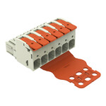 Gniazdo 1-przewodowe, dźwignia, Push-in CAGE CLAMP®, 16 mm2, raster 10,16 mm, 6-biegunowe 100% ochrona przed błędnym połączeniem, środkowy zaczep ryglujący, płytka odciążająca przewody, zestyki posrebrzane, 16,00 mm2, jasnoszary