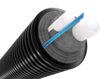 Rura preizolowana podwójna DELTA PEX SANI DUO 63+40x200, PN10, do instalacji c.w.u., izolacja cieplna z pianki PE, karbowany płaszcz zewnętrzny HDPE