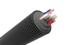 Rura preizolowana poczwórna DELTA PEX HQ 2x25 PN6 + 2x25 PN10 / 160, do instalacji c.o. oraz c.w.u., izolacja cieplna z pianki PE, karbowany płaszcz zewnętrzny HDPE
