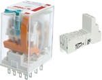 Przekaźnik elektromagnetyczny, przemysłowy R4N-2014-23-1024-WTLD + Gniazdo wtykowe GZM4-SZARE do Przekaźnika R4 szare
