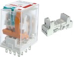 Przekaźnik elektromagnetyczny, przemysłowy R4N-2014-23-1024-WTLD + Gniazdo wtykowe GZT4-SZARE do Przekaźnika R4 szare