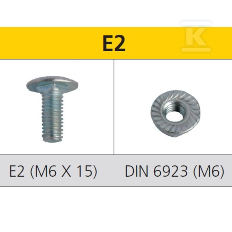 Śruba M6x15 z nakrętką M6 do montażu - 9E2
