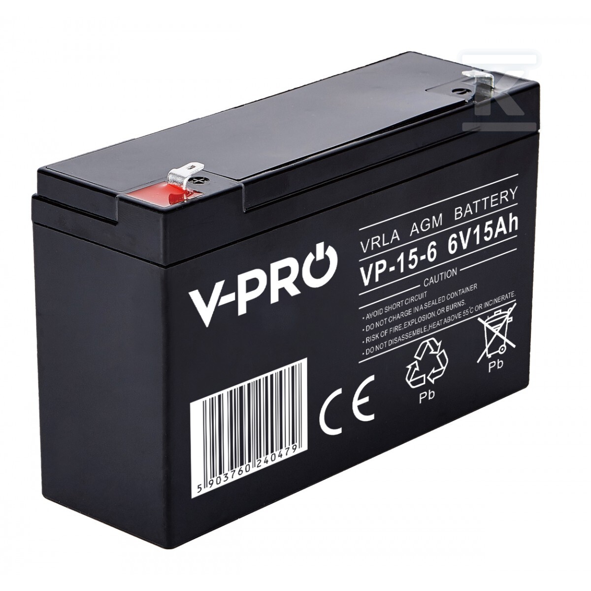 Akumulator AGM VPRO 6V 15 Ah - 6AKAAGM615