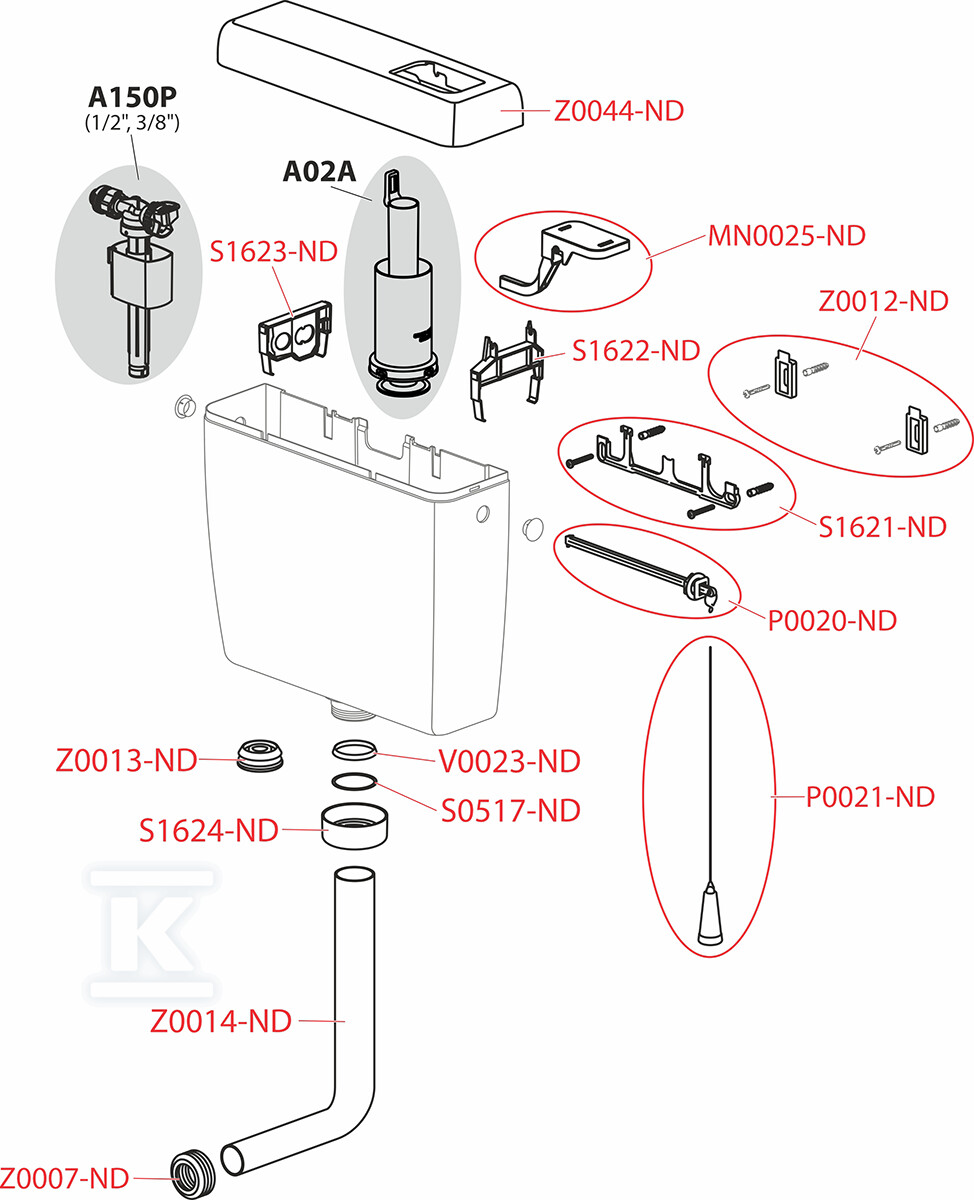 Cisterna de WC Alca Uni Start / Stop - A940-H-3/8"